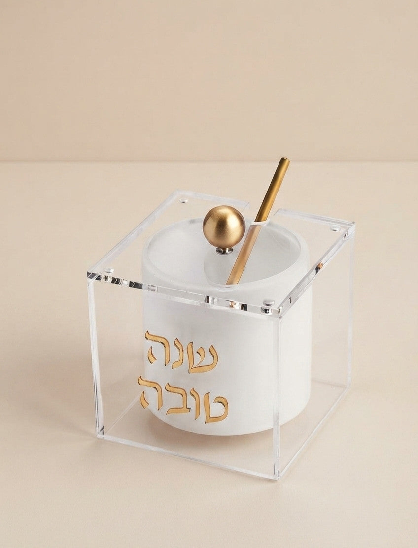 כלי לדבש מהודר אקריליק גוון זהב