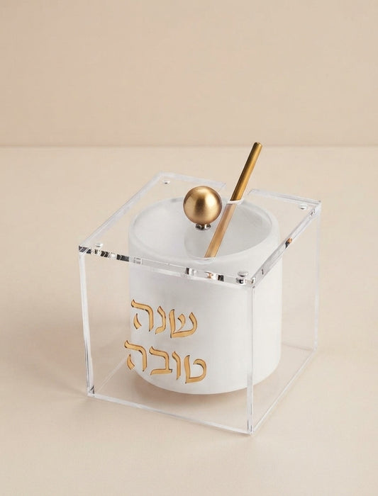 כלי לדבש מהודר אקריליק גוון זהב