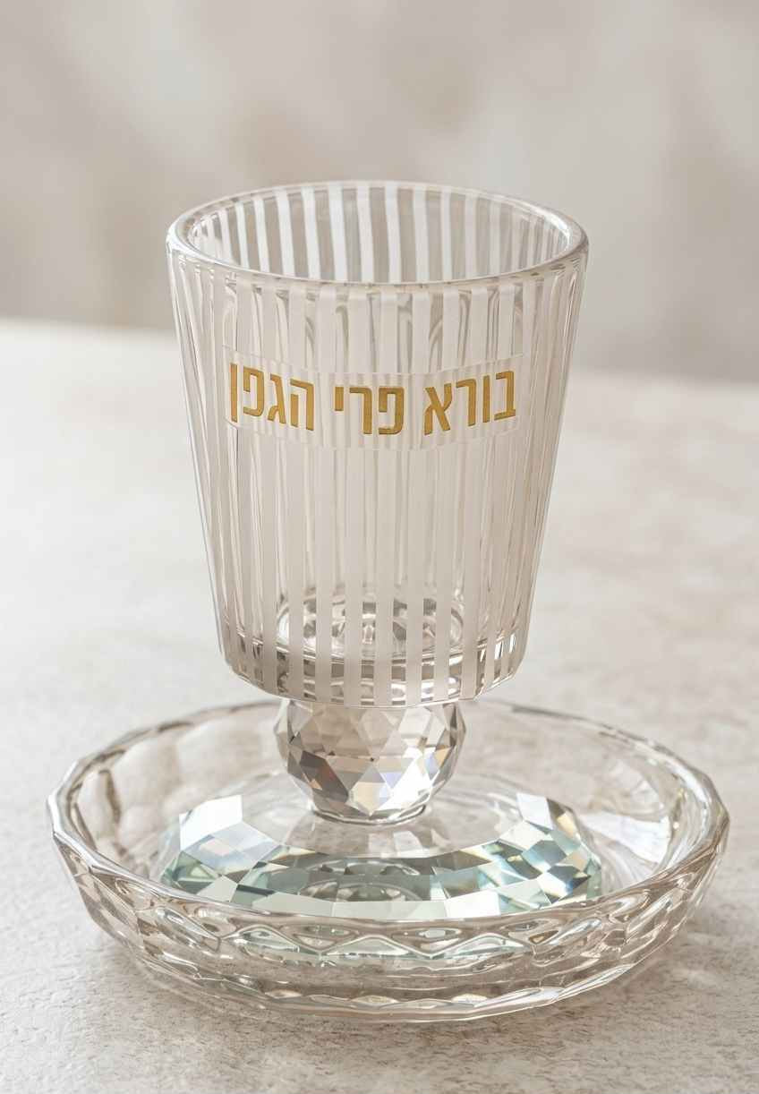 גביע קידוש קריסטל מהודר עם רגל
