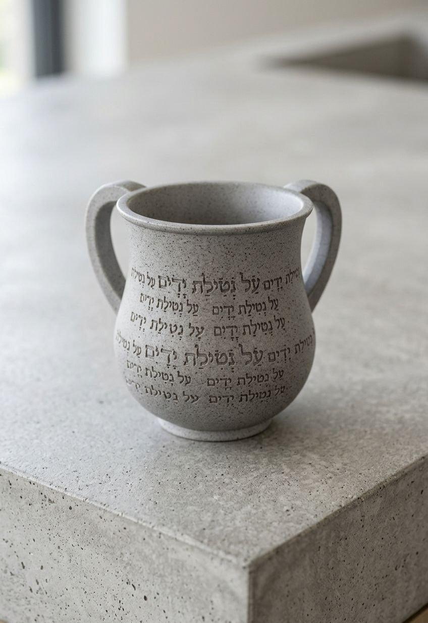 נטלה מהודרת מפולימר אפור בטון טיפוגרפיה