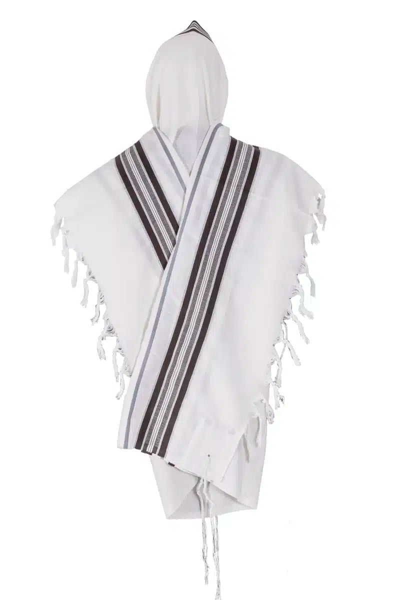 טלית תשבץ – חום-אפור-כסף